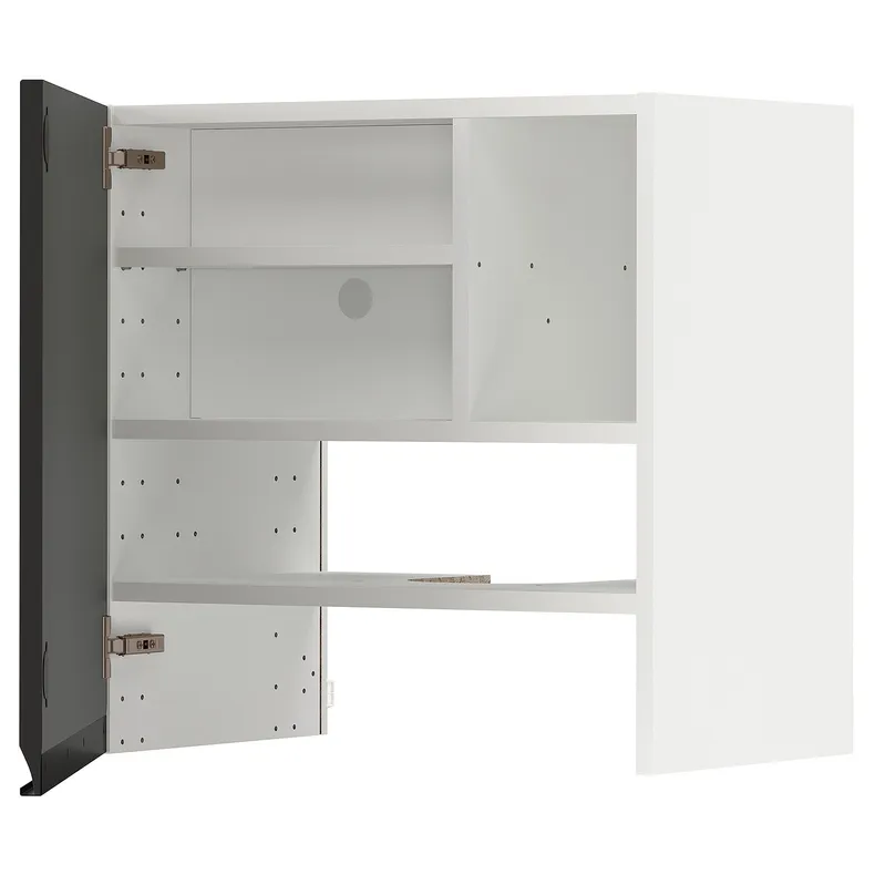 IKEA METOD МЕТОД, настінн шаф д / витяжки з полиц / дверц, білий / УППЛЕВ матовий антрацит, 60x60 см 995.053.36 фото №1