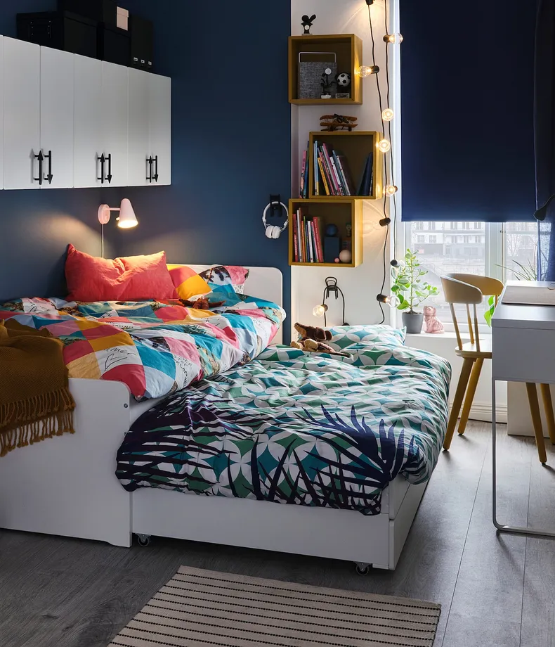 IKEA SLÄKT СЛЭКТ, выдвижная кровать с ящиком, белый, 90x200 см 992.394.51 фото №3
