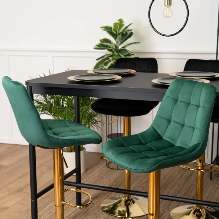 Барный стул бархатный MEBEL ELITE ARCOS Velvet, зеленый / золотой фото №3