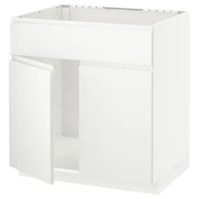 IKEA METOD МЕТОД, шкаф под мойку / 2 двери / фасад, белый / Воксторп матовый белый, 80x60 см 294.652.06 фото