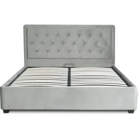 Кровать двуспальная бархатная MEBEL ELITE CROS Velvet, 160x200 см, Серый фото