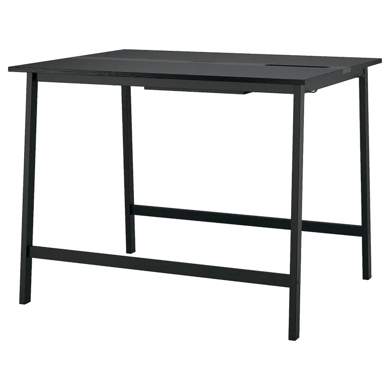 IKEA MITTZON МІТТЗОН, стіл для конференцій, шпон ясена, тонований чорним/чорним, 140x108x105 см 395.334.55 фото №1