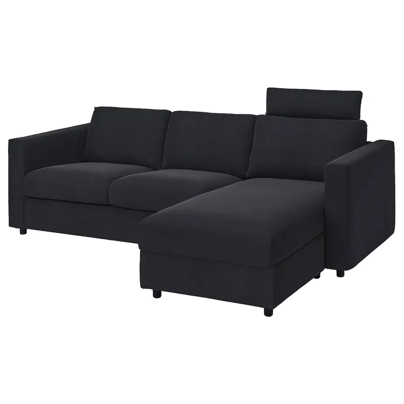 IKEA VIMLE ВІМЛЕ, чохол для 3-місного дивана з кушет, з узголів'ям САКСЕМАРА/чорно-синій 794.250.86 фото №2