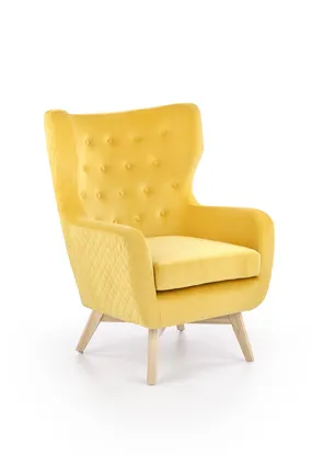 Кресло мягкое HALMAR MARVEL желтый/натуральный фото