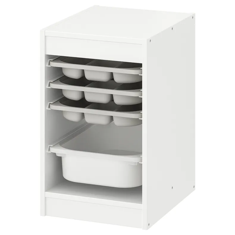 IKEA TROFAST ТРУФАСТ, комб д/збер з коробкою/лотками, білий сірий/білий, 34x44x56 см 495.332.90 фото №1