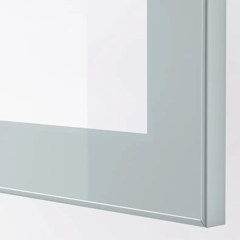 IKEA BESTÅ БЕСТО, комбинация для хранения с дверцами, белое стекло Glassvik / Stubbarp / светло-серо-голубое прозрачное стекло, 180x42x74 см 894.217.66 фото №4