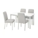 IKEA STRANDTORP СТРАНДТОРП / BERGMUND БЕРГМУНД, стіл+4 стільці, білий / Orsta світло-сірий, 150 / 205 / 260 см 194.410.89 фото thumb №1