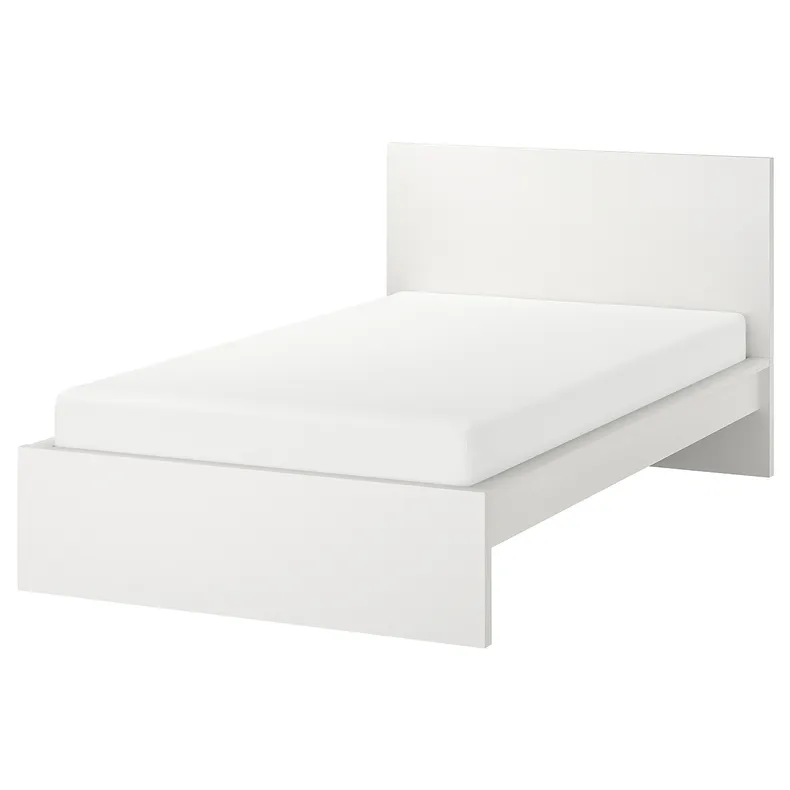 IKEA MALM МАЛЬМ, каркас ліжка, високий, білий / Lönset, 120x200 см 890.195.86 фото №1