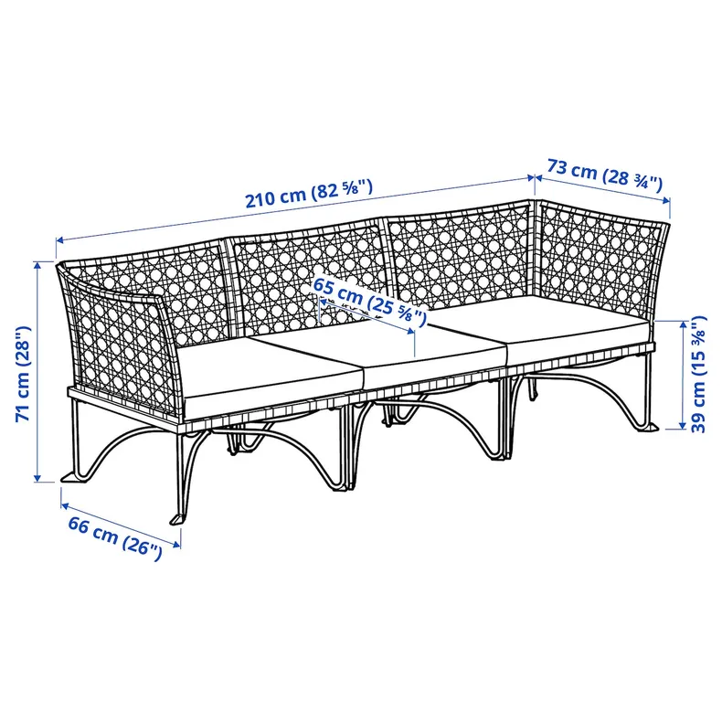 IKEA JUTHOLMEN ЮТХОЛЬМЕН, 3-местный модульный диван, садовый, темно-серый / куддарна-бежевый 193.851.68 фото №6