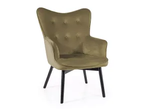Мягкое кресло бархатное SIGNAL CARMEN Velvet, Bluvel 77 - оливковый фото