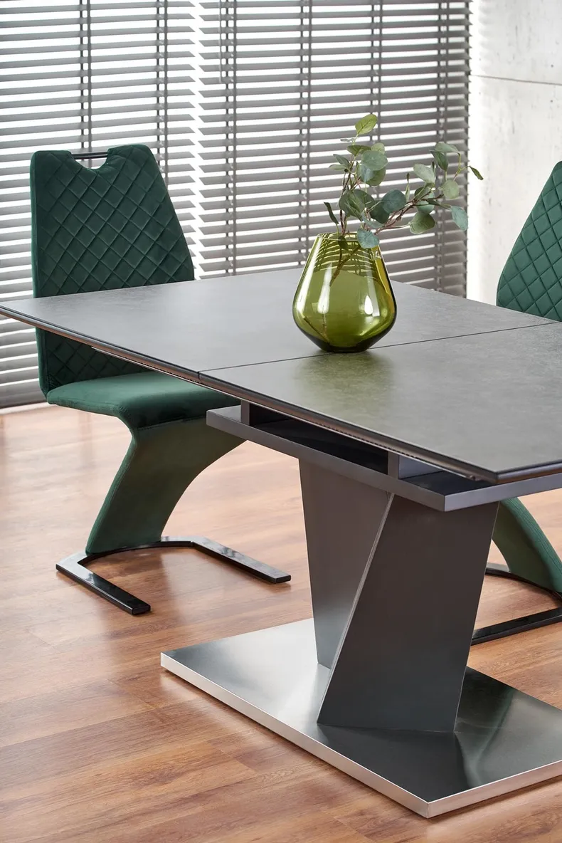 Обеденный стол раскладной HALMAR SALVADOR 160-200x90 см, столешница - темно-серый, ножки - темно-серые фото №5