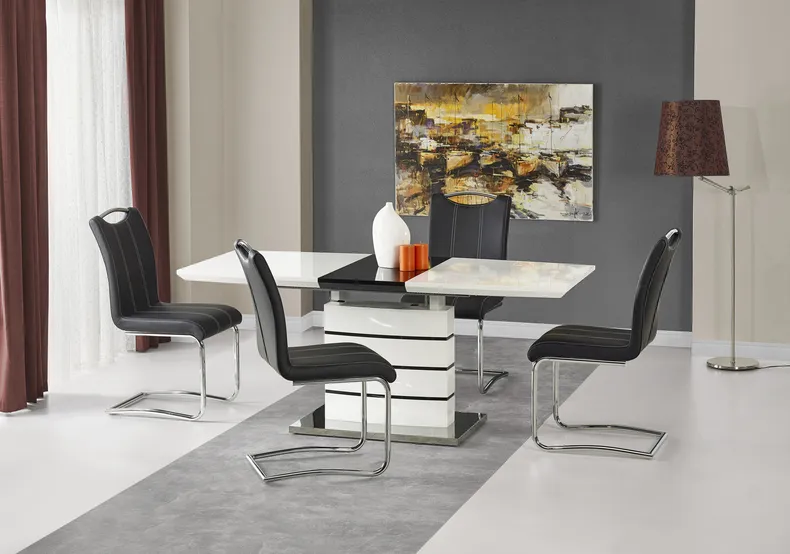 Кухонний стіл HALMAR NORD 140-180x80 см чорний, білий фото №2