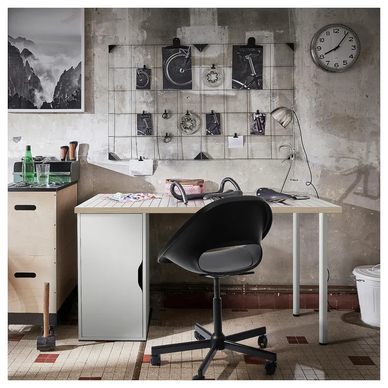 IKEA LAGKAPTEN ЛАГКАПТЕН / ALEX АЛЕКС, письменный стол, белый / антрацит, 140x60 см 195.216.51 фото №2
