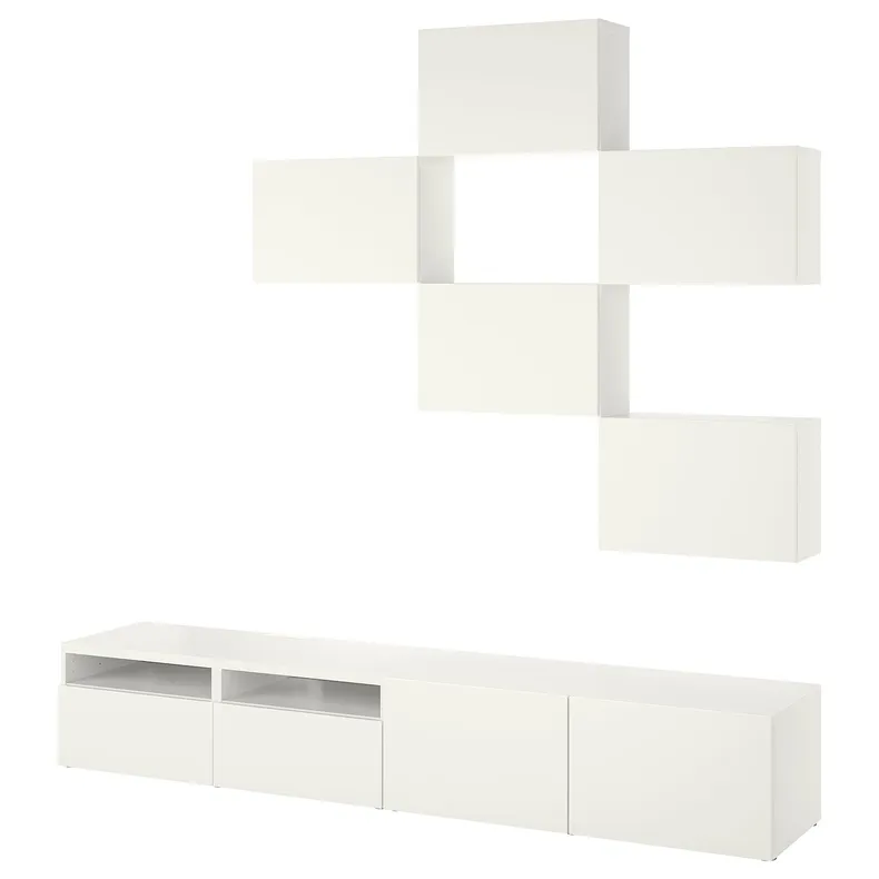 IKEA BESTÅ БЕСТО, комбінація шаф для телевізора, білий/ЛАППВІКЕН, 240x42x230 см 196.029.30 фото №1