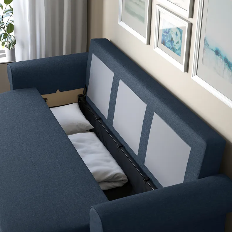 IKEA VRETSTORP ВРЕТСТОРП, 3-местный диван-кровать, Киланда темно-синего цвета 594.912.42 фото №4