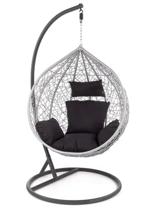Садовое кресло, кокон HALMAR EGGY, серый/черный фото