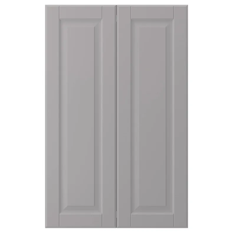 IKEA BODBYN БУДБІН, 2 дверцят для кутової підлог шафи, сірий, 25x80 см 102.210.44 фото №1