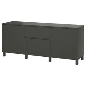 IKEA BESTÅ БЕСТО, комбинация для хранения с ящиками, темно-серый / Вястервикен / Стуббарп темно-серый, 180x42x74 см 595.558.42 фото