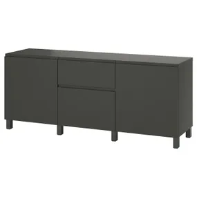 IKEA BESTÅ БЕСТО, модуль для зберігання із шухлядами, темно-сірий / Västerviken / Stubbarp темно-сірий, 180x42x74 см 595.558.42 фото