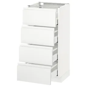 IKEA METOD МЕТОД / MAXIMERA МАКСИМЕРА, напольн шкаф 4 фронт панели / 4 ящика, белый / Воксторп матовый белый, 40x37 см 591.127.84 фото
