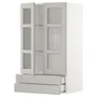 IKEA METOD МЕТОД / MAXIMERA МАКСІМЕРА, шафа навісна, 2 скл дверцят / 2 шухл, білий / світло-сірий Lerhyttan, 60x100 см 594.555.31 фото