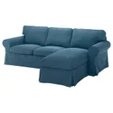 IKEA EKTORP ЭКТОРП, чехол на 3-местный диван, с шезлонгом/Талмира синий 105.170.69 фото thumb №1