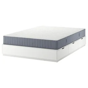 IKEA NORDLI НОРДЛІ, каркас ліжка з відд д / збер і матрац, білий / ВАЛЕВОГ жорсткий, 160x200 см 795.368.76 фото