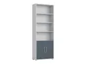 BRW Книжный шкаф Office Lux 79 см с 2 дверцами и 4 полками светло-серый, светло-серое/графитовое стекло REG2D/220-JSZ/GF фото thumb №1