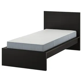 IKEA MALM МАЛЬМ, каркас ліжка з матрацом, чорний / коричневий / Vesteröy середня твердість, 90x200 см 995.443.71 фото