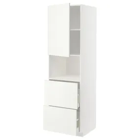 IKEA METOD МЕТОД / MAXIMERA МАКСИМЕРА, высокий шкаф д / СВЧ / дверца / 2ящика, белый / Вальстена белый, 60x60x200 см 295.074.52 фото