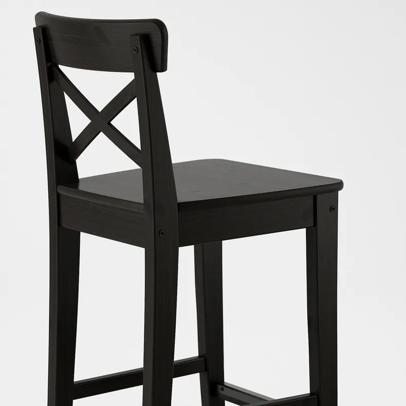 IKEA INGOLF ІНГОЛЬФ, барний стілець зі спинкою, коричневий і чорний, 74 см 902.485.15 фото №4