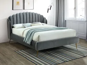 Ліжко двоспальне оксамитове SIGNAL CALABRIA, Bluvel 14 - сірий, 160x200 см фото