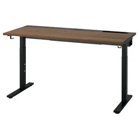 IKEA MITTZON МІТТЗОН, письмовий стіл, горіховий/чорний, 140x60 см 895.280.55 фото