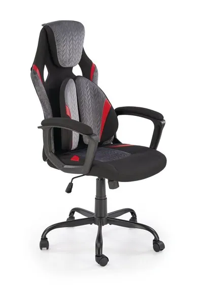 Крісло комп'ютерне офісне обертове HALMAR JENSEN, чорний - сірий - червоний фото №1