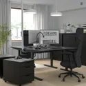 IKEA MITTZON МИТТЗОН, письменный стол, Шпон ясеня, окрашенный в черный / черный цвет, 140x60 см 295.280.44 фото thumb №2