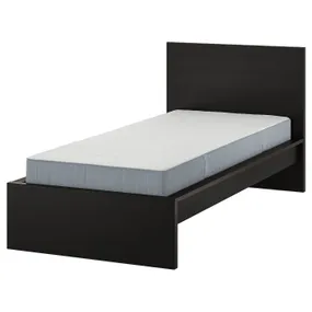 IKEA MALM МАЛЬМ, каркас ліжка з матрацом, чорно-коричневий/ВЕСТЕРЕЙ жорсткий, 90x200 см 295.368.26 фото