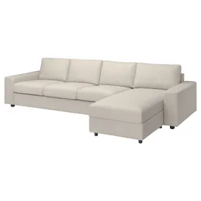 IKEA VIMLE ВИМЛЕ, 4-местный диван с козеткой, с широкими подлокотниками / бежевый с пунцовым оттенком 994.017.63 фото