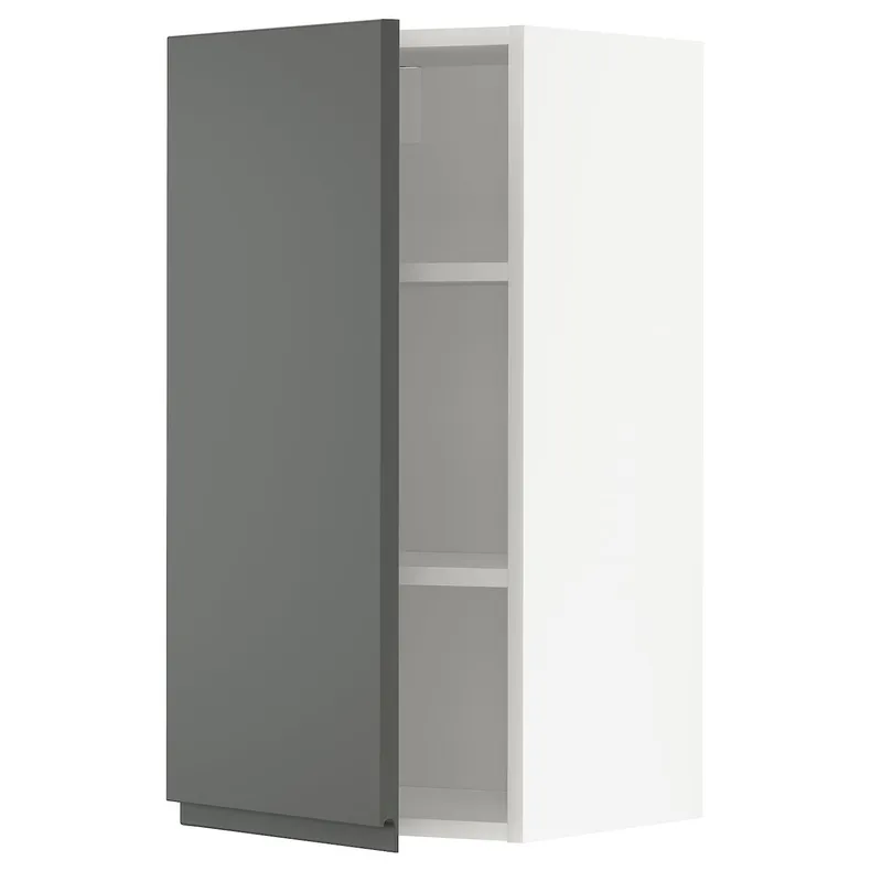 IKEA METOD МЕТОД, навесной шкаф с полками, белый / Воксторп темно-серый, 40x80 см 394.626.36 фото №1