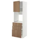 IKEA METOD МЕТОД / MAXIMERA МАКСИМЕРА, высокий шкаф д / духовки / дверь / 3ящика, белый / Имитация коричневого ореха, 60x60x200 см 395.191.76 фото thumb №1