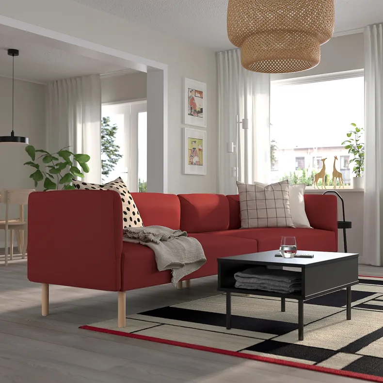 IKEA LILLEHEM ЛИЛЛЕХЕМ, 4-местный модульный диван, Окрашенное в коричнево-красный цвет дерево 995.360.31 фото №2