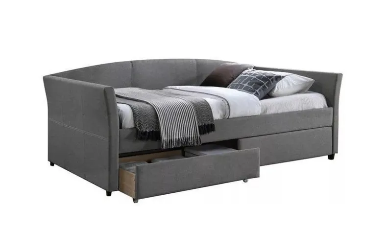 Кровать односпальная SIGNAL LANTA, ткань - серый, 90x200 см фото №1