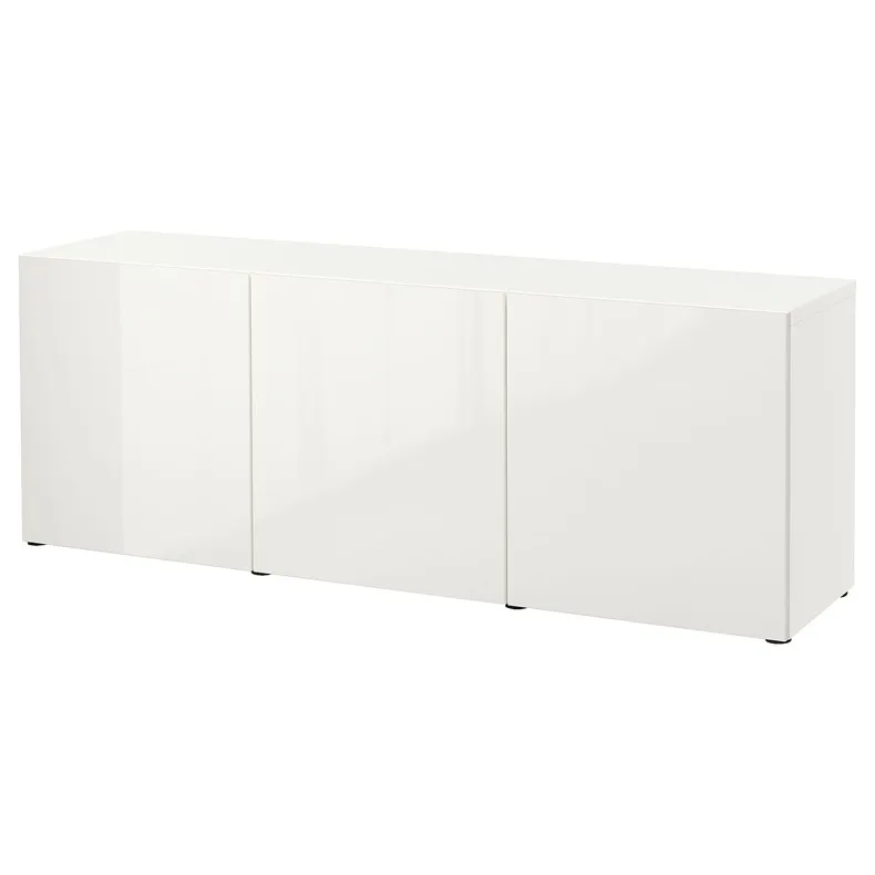 IKEA BESTÅ БЕСТО, комбинация для хранения с дверцами, белый / Сельсвикен глянцевый / белый, 180x42x65 см 293.249.90 фото №1