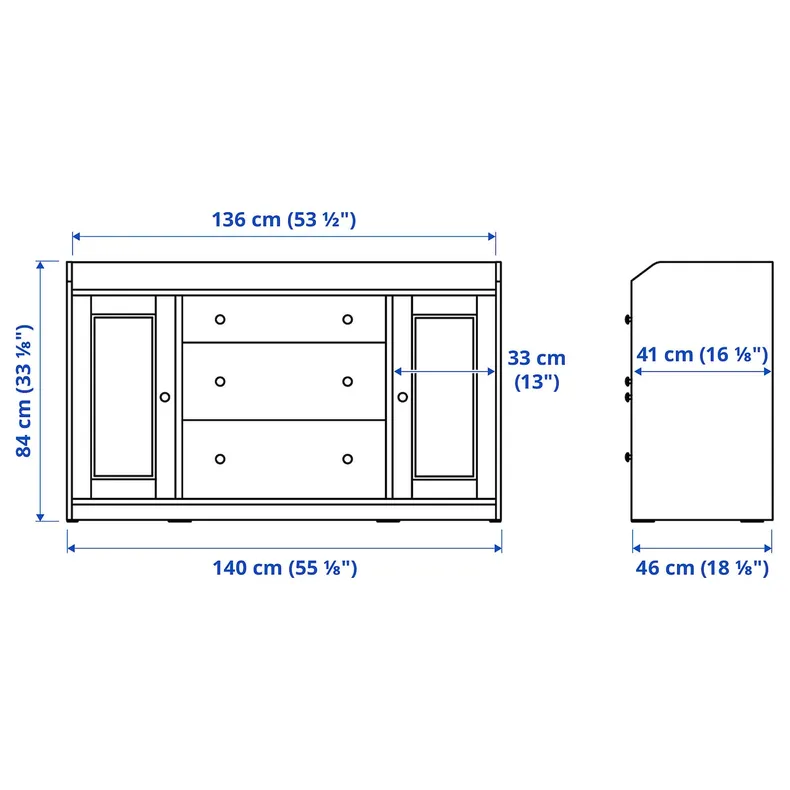 IKEA HAUGA ХАУГА, сервант, сірий, 140x84 см 304.569.08 фото №9