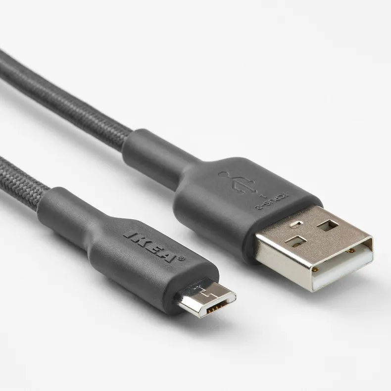 IKEA LILLHULT ЛИЛЛЬХУЛЬТ, кабель USB-A–USB-micro, тёмно-серый, 1.5 m 805.275.93 фото №2