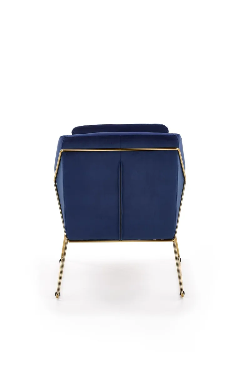 Крісло м'яке HALMAR SOFT 3 золотий каркас, темно-синій фото №3