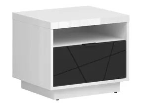 BRW Прикроватная тумба Forn с выдвижным ящиком белый глянец/черный матовый, белый глянцевый/черный матовый KOM1S-BIP/CAM фото
