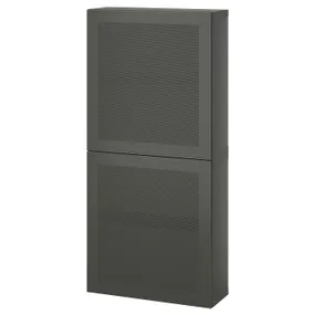IKEA BESTÅ БЕСТО, навесной шкаф с 2 дверями, Темно-серый / Мертвикен темно-серый, 60x22x128 см 095.081.22 фото