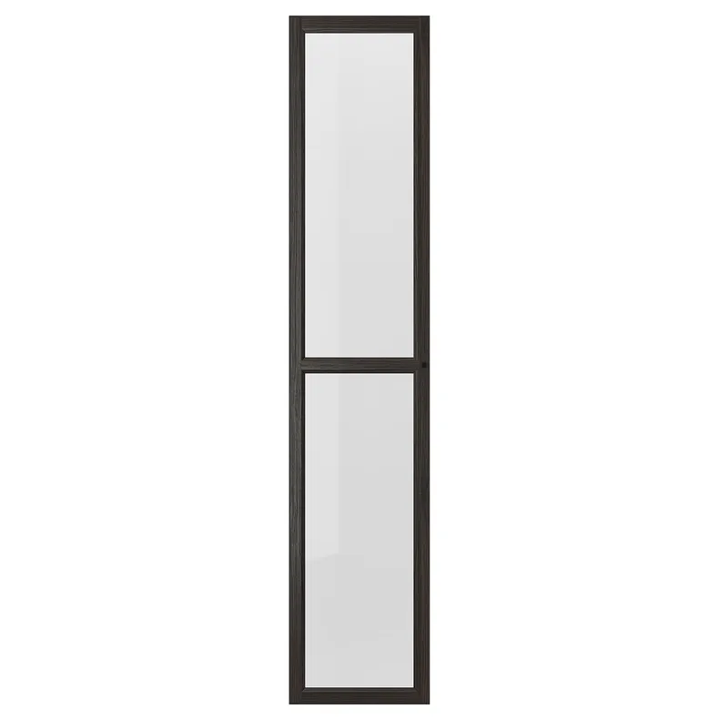 IKEA OXBERG ОКСБЕРГ, скляні дверцята, темно-коричневий під дуб, 40x192 см 804.928.95 фото №1