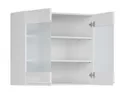 BRW Двухдверный верхний кухонный шкаф Sole 80 см с витриной белый глянцевый, альпийский белый/глянцевый белый FH_G_80/72_LV/PV-BAL/BIP фото thumb №3