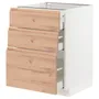 IKEA METOD МЕТОД / MAXIMERA МАКСИМЕРА, напольный шкаф с 3 ящиками, белый / Воксторп имит. дуб, 60x60 см 294.033.03 фото